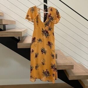 Leith flutter sleeve yellow midi dress
